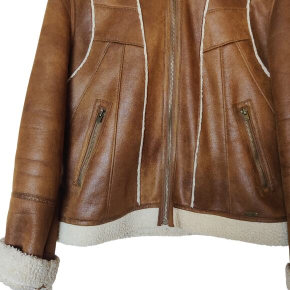 Vtg Y2K LEI Penny Lane Coat Faux Suede & Fur Hooded Jacket Sherpa Lined Large - Picture 4 of 11